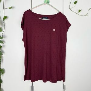 Fred Perry Burgundy Dotted Tshirt